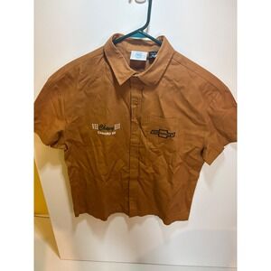NWT GM Chevy Camaro SS Work Shirt Men Small Brown Short Sleeve Button Up Graphic